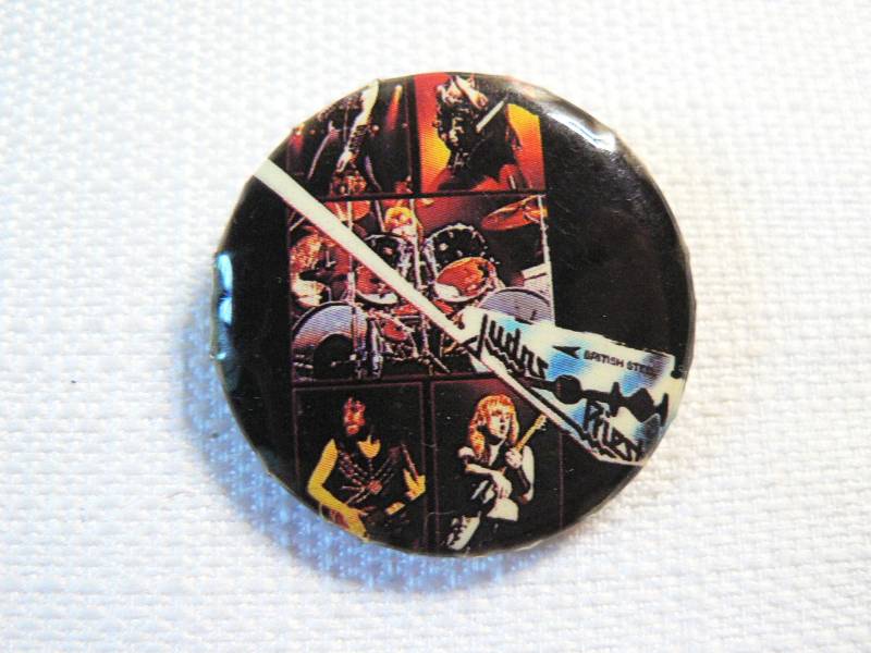 Vintage 80Er Jahre Jejudas Priest - British Steel Album | 1980 Anstecknadel von beatbopboom