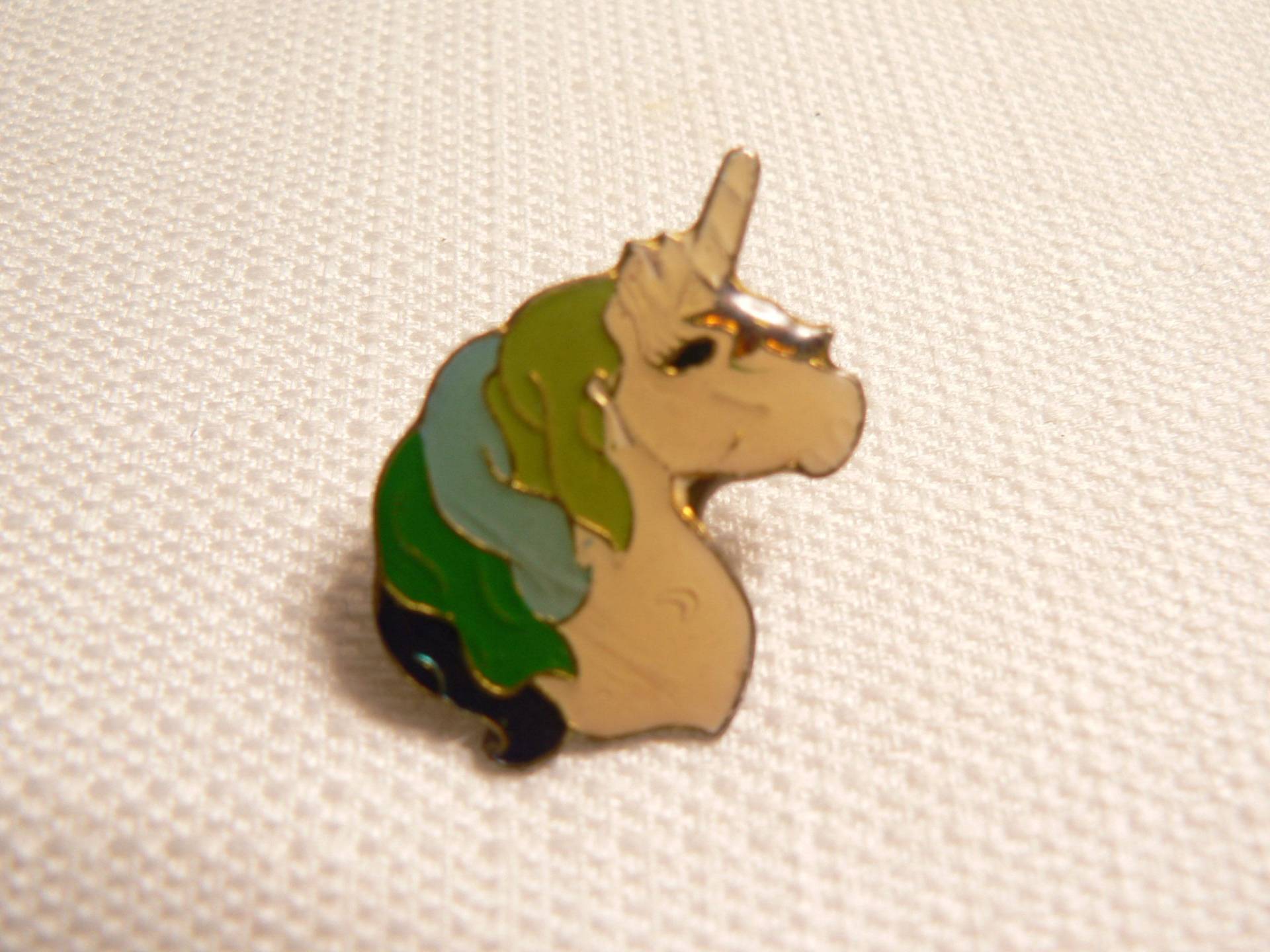 Vintage 80Er Jahre Mutli-Farbe Haare Einhorn Emaille Pin/Knopf Abzeichen von beatbopboom