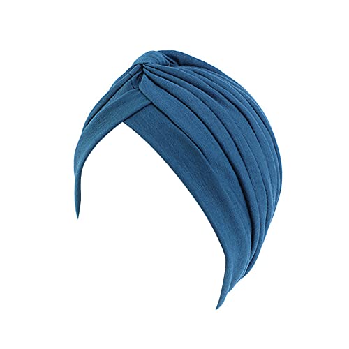 beauty YFJH Damen Baumwolle Turban Kopf Wrap Krebs Chemo Beanies Cap Kopfbedeckung Cap Bonnet Haarausfall Hut - Blau - Einheitsgröße von beauty YFJH