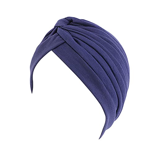 beauty YFJH Damen Baumwolle Turban Kopf Wrap Krebs Chemo Beanies Cap Kopfbedeckung Cap Bonnet Haarausfall Hut - Blau - Einheitsgröße von beauty YFJH