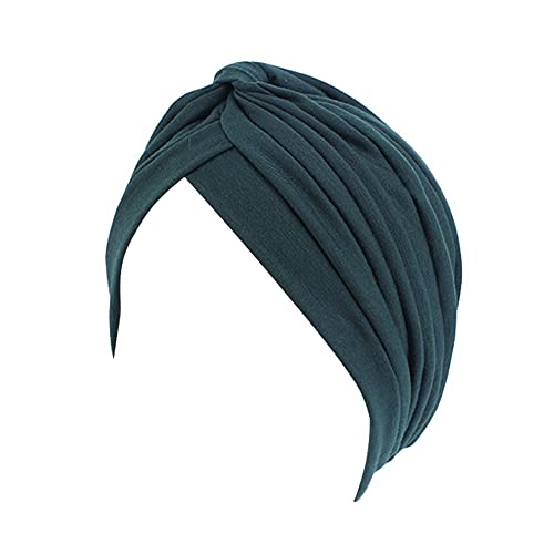 beauty YFJH Damen-Turban, Baumwolle, Kopfbedeckung, Kopfbedeckung, Haube, Haarausfall, Dunkelgrün, Einheitsgröße von beauty YFJH