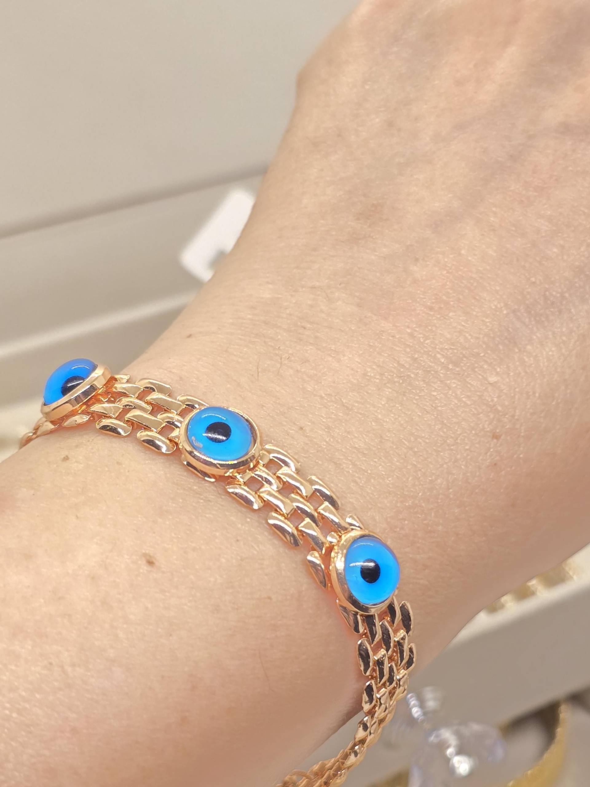 14K Rose Gold Evil Eye Bracelet, Enamel Turkish Protection Bracelet, Tiny Greek Stylish Gold Bracelet, Beautyway073 Minimalist 14K Rose Gold Evil Eye Bracelet, Enamel Turkish Protection Bracelet, Tiny Greek Stylish Gold Bracelet, Beautyway073 Minimalist von beautyway073