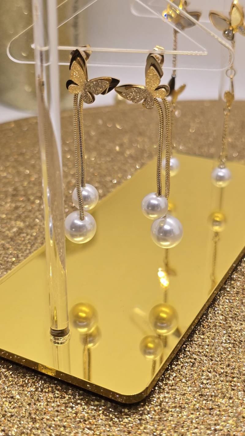 Butterfly & Pearl Earrings, Natural Fresh Water Drop Earrings, Bride Earringsdainty Dangle Earringsbridal Jewellery von beautyway073