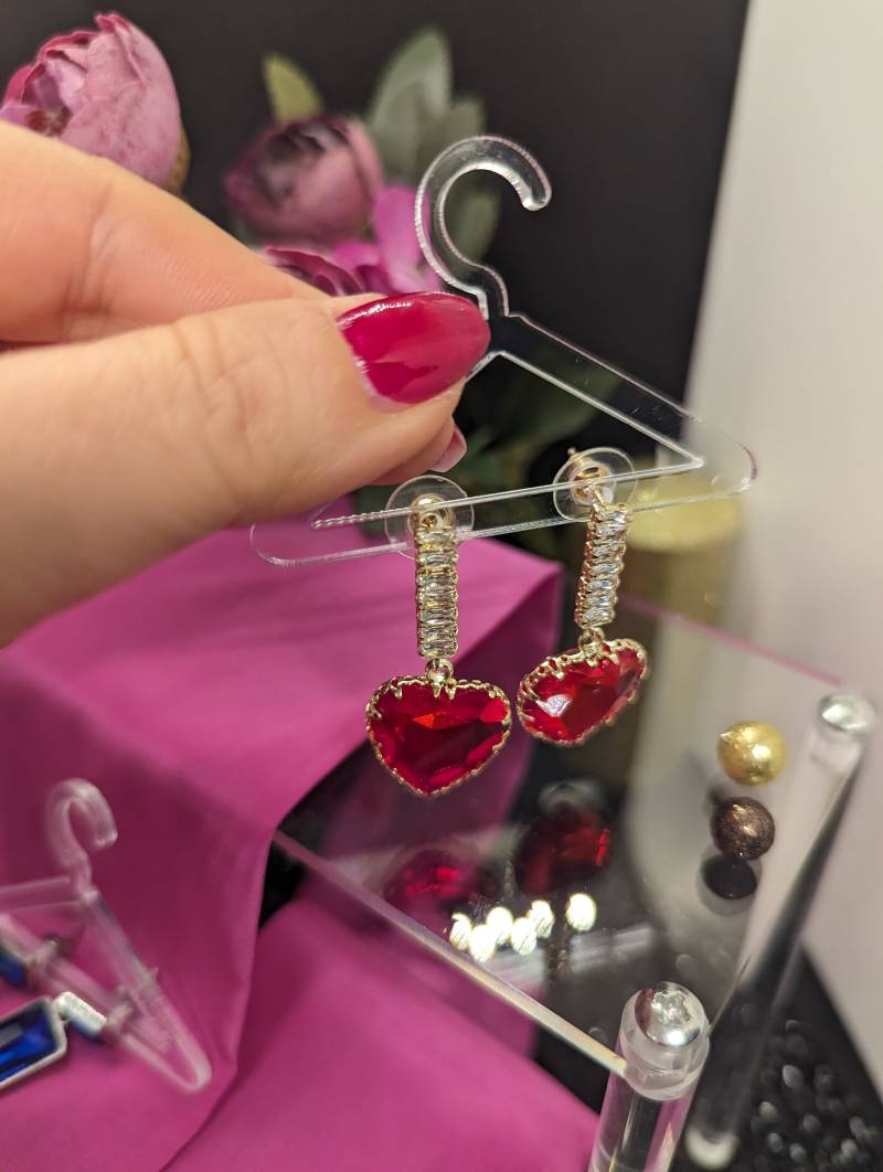 Gemstone Earrings Jade Red Heart Ohrringe Stone Roter Granat Stein Ohrring Geburtstag Geschenk Für Sie Frauen Gift For Her von beautyway073