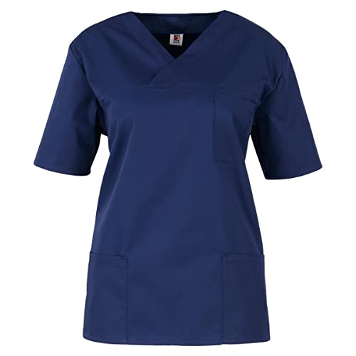 beb Basic Unisex Kasack Kurzarm Marine 65% Polyester 35% Baumwolle Damen Herren Größe XL von beb