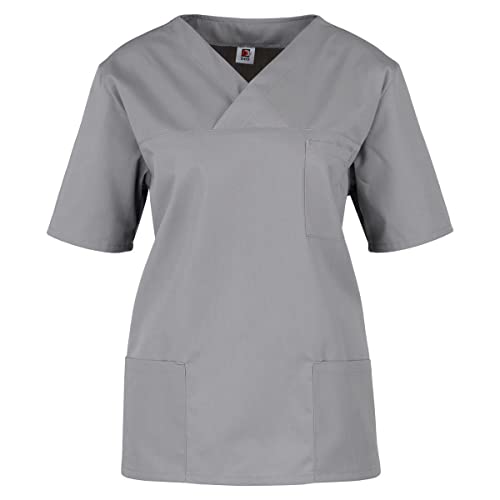 beb Basic Unisex Kasack Kurzarm Mittelgrau 65% Polyester 35% Baumwolle Damen Herren Größe 4XL von beb