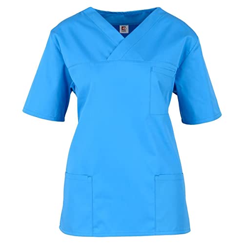 beb Basic Unisex Kasack Kurzarm Türkis 65% Polyester 35% Baumwolle Damen Herren Größe S von beb