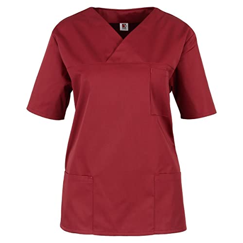 beb Basic Unisex Kasack Kurzarm Weinrot 65% Polyester 35% Baumwolle Damen Herren Größe L von beb