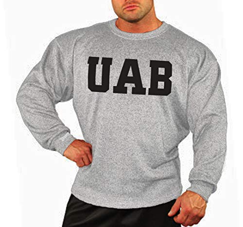 BEBAK Herren Gym Top Sweatshirt | UAB Design Bodybuilding Kleidung T-Shirt für Strongman MMA Crossfit – Arnold inspiriertes Design, grau, M von BEBAK