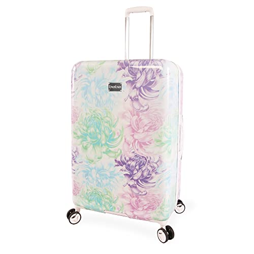 bebe Damen Gepäck Stella 73,7 cm Hardside Check in Spinner, Violett mit Blumenmuster, Check-IN 29", Gepäck-Hartschalen-Karo-Spinner von bebe