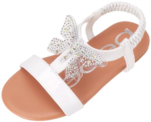 bebe Mädchen Sandalen – Zehensandalen mit Schmetterlingsakzent – Sommer offene Zehen Kleid Schuhe für Mädchen (Kleinkind/Mädchen), Weiß, 2 Little Kid von bebe