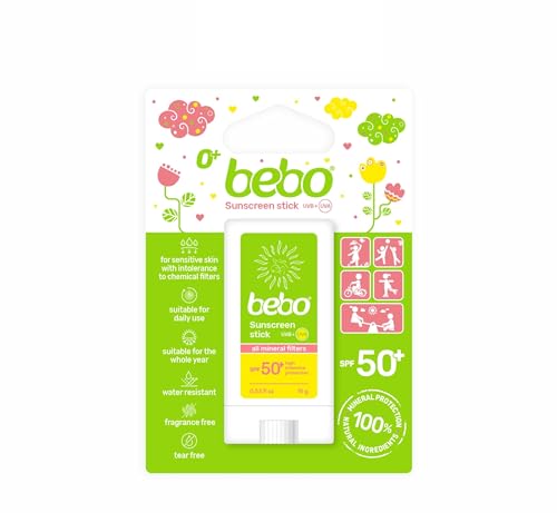 Bebo Sonnenstick SPF 50+ für Babys und Kinder mit mineralischem Schutz, Für empfindliche Haut 15 g von bebo