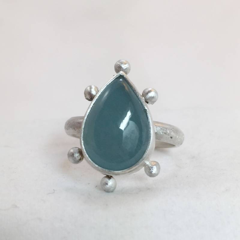 Aquamarin Und Sterling Silber Kugel Ring, März Birthstone Natürliche Statement Ring Aquamarin Und Sterling Silber Kugel Ring, März Birthstone Natürliche Statement Ring von bebrio