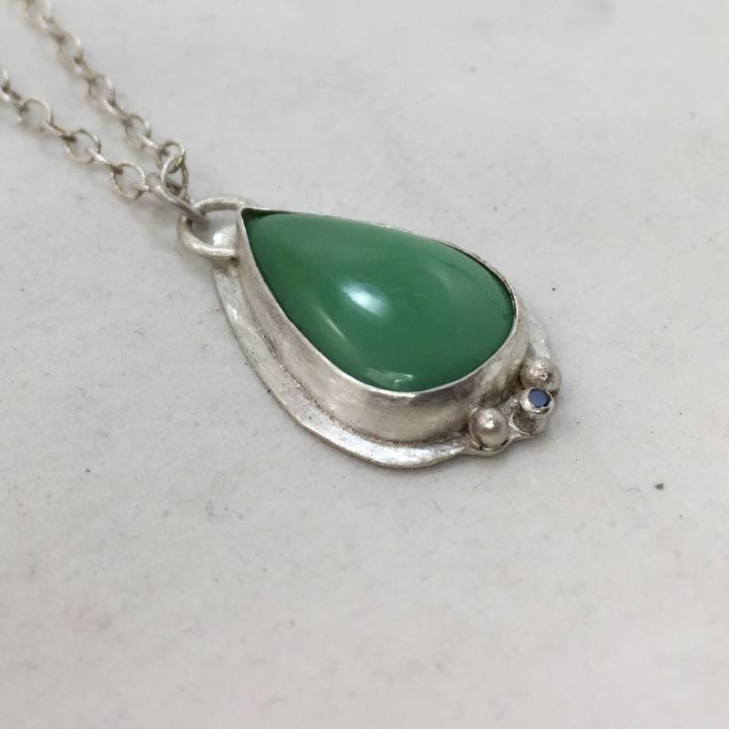 Chrysopras Und Saphir Sterling Silber Halskette Chrysopras Und Saphir Sterling Silber Halskette von bebrio