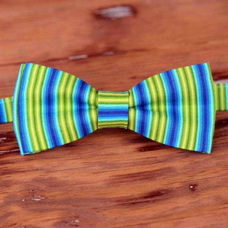 Fliege Aus Gestreifter Baumwolle - Grün-Blau Gestreifte Krawatte Gewebter Baumwolle, Für Männer Und Jugendliche, Krawatte Fliege Aus Gestreifter Baumwolle - Grün-Blau Gestreifte Krawatte Gewebter Baumwolle, Für Männer Und Jugendliche, Krawatte von becauseimme