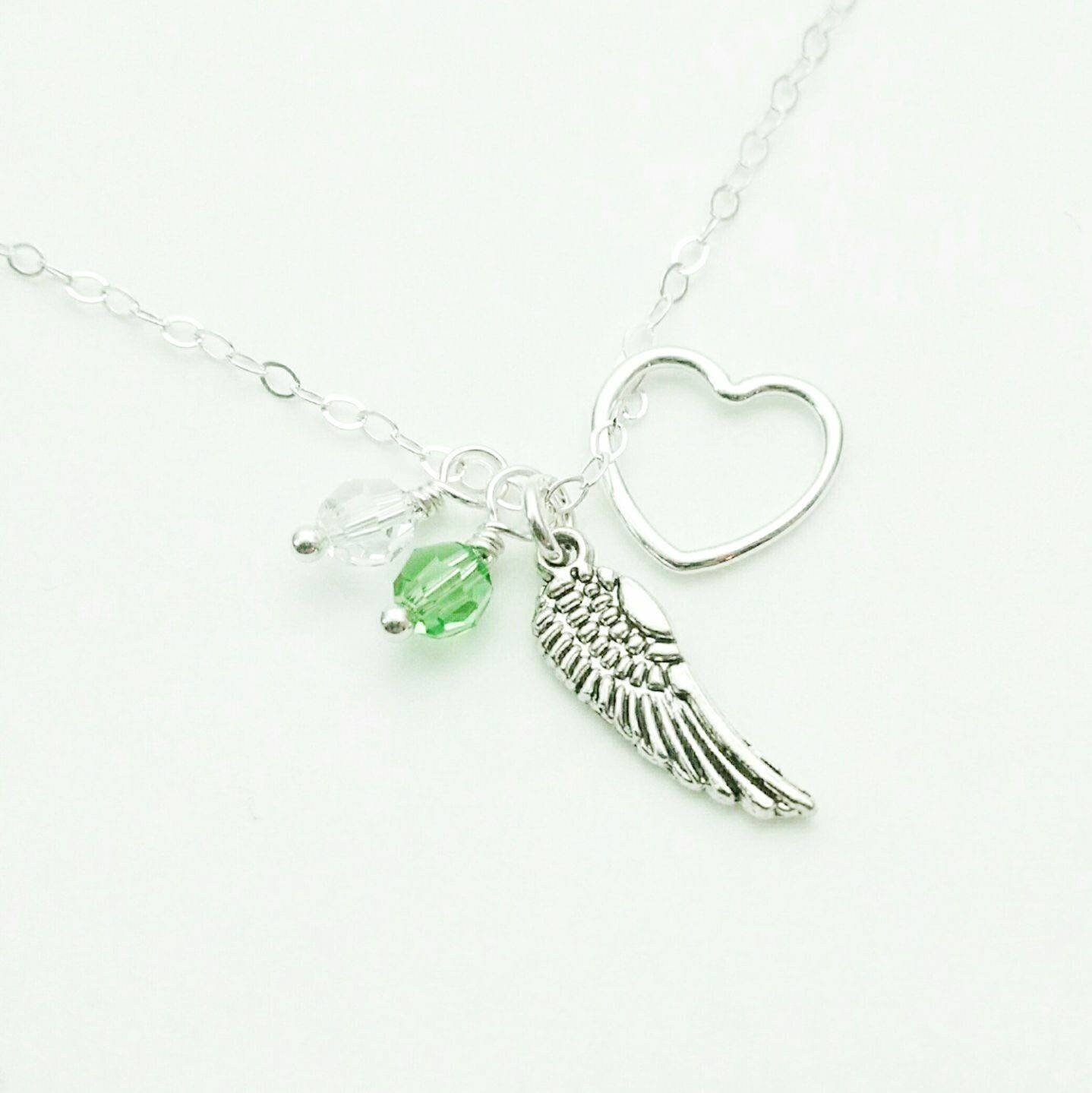 Erinnerungskette Mit Geburtssteinen Engelsflügel Und Herzherz, Erinnerungsgeschenk, Trauer, Trauer Erinnerungskette Mit Geburtssteinen Engelsflügel Und Herzherz, Erinnerungsgeschenk, Trauer, Trauer von beccasblues