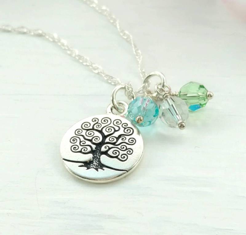 Familienbaum Geburtsstein Halskette, Baum Des Lebens Personalisierte Mama Geschenk Für Oma, Sterling Silber Kinder Halskette Familienbaum Geburtsstein Halskette, Baum Des Lebens Personalisierte Mama Geschenk Für Oma, Sterling Silber Kinder Halskette von beccasblues
