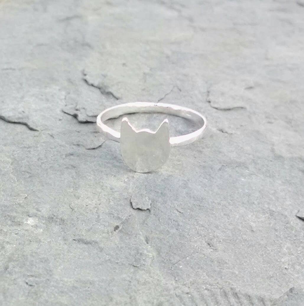 Sterling Silber Kitty Ring, Geschenk Für Katzenliebhaber, Erinnerung Fell Baby, Silhouette Tier Stapelring, Handgefertigter Ring Sterling Silber Kitty Ring, Geschenk Für Katzenliebhaber, Erinnerung Fell Baby, Silhouette Tier Stapelring, Handgefertigter Ring von beccasblues