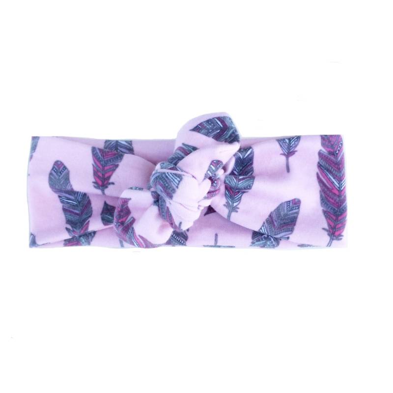 Federn Stirnband | Rosa Top Knoten Knot Jersey Strick Krawatte - Eine Größe Passt Am Besten von becrushbows