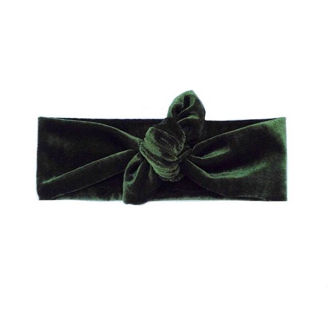 Forest Green Samt Weihnachten Weich Stetch Retro-Stirnband, Haarknoten, Head Wrap Jersey Strick Krawatte Stirnband - Eine Größe Passt Am Besten von becrushbows