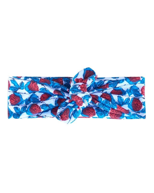Rot Blau Rosebud | Floral Top Knot Stirnband, Strick Krawatte Retro Vintage Wickeln Stirnband - Einheitsgröße von becrushbows