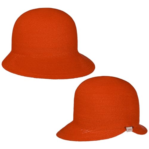 bedacht Sendalea Hanfhut Schute Strohhut Sonnenhut Sommerhut Damenhut Damen - mit Schirm Sommer Frühling-Sommer - One Size rot von bedacht