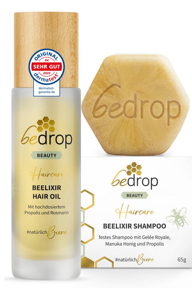 bedrop Haarpflege-Set Beelixir Hair Oil & Gelée Royale festes Shampoo I Geschenkset, Geschenkset Haare, Ideal für die tägliche Haarpflege und -kur. von bedrop