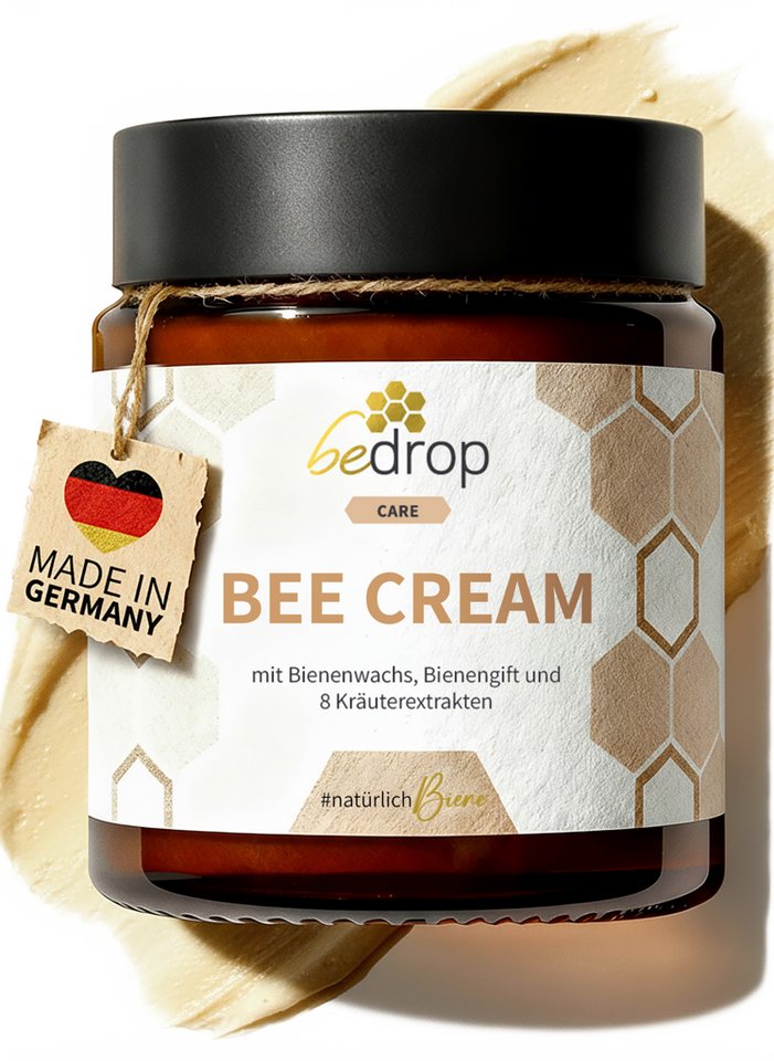bedrop Körpercreme Bee Cream Bienengiftsalbe hochdosiert mit 8 Kräuterextrakten - Alternative zu Arnika Salbe I Pferdesalbe I Wärmecreme, Schmerzsalbe für Gelenke I Cellulite Creme I Schmerzen Salbe von bedrop