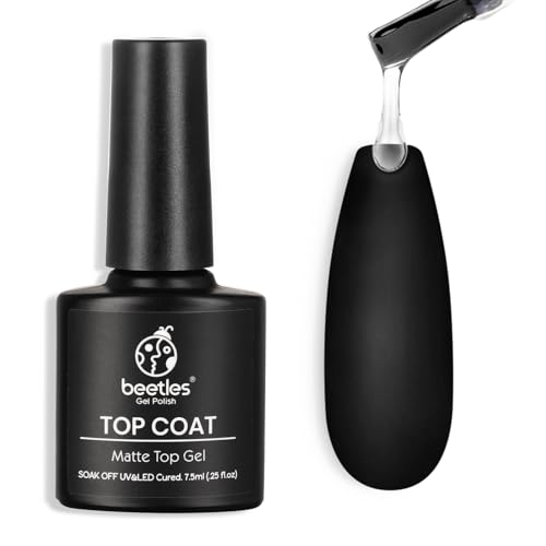 Beetles No Wipe Matte Top Coat Gel – Soak Off-Nagellack mit Lampe mattes Finish und langanhaltender Halt Geschenkset für Damen von beetles Gel Polish
