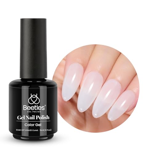 Beetles UV Gel Nagellack Perle Transparent, 15 ml Jelly Milchig Gel Nagellack Gelee, Geschenk für Nagelkunst DIY- Heimmaniküre Geschenk für Frauen Gel Polish von beetles Gel Polish