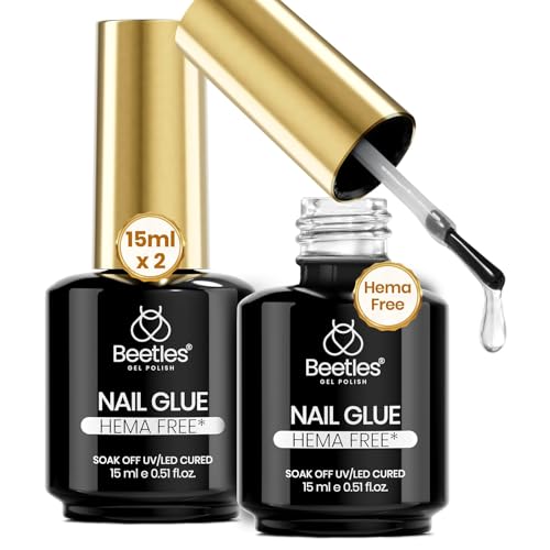 Beetles Gel Polish 5 In 1 Nail Glue Kit for Acrylic Nails, 2 Pcs 15ml Super Strong Brush in Nail Gel Glue for False Nails Tips and Gel Nail Polish Led Lamp Required Nail Art Gift von beetles Gel Polish
