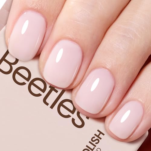Beetles Jelly Gel-Nagellack, 15 ml Nude-Pink, Jelly neutraler Farblack durchscheinend Soak-Off UV-LED-Nagellampe Sheer Gellack Nail Art Gel 0,5 oz Geschenk für Frauen von beetles Gel Polish
