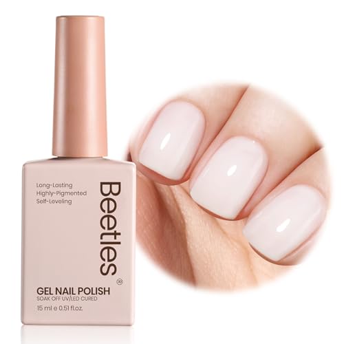 Beetles Neutral Gel Nagellack 15ml Milky White Jelly Gel Polish Nude Color Translucent Nail Art Gellack Soak Off UV LED Nail Lamp Nail Concealer Jelly Sheer von beetles Gel Polish
