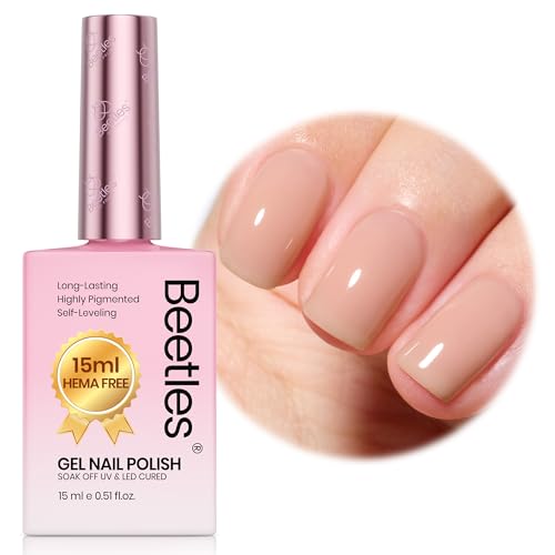 Beetles Nude Brown Gel-Nagellack – 15 ml natürlicher Nude-Jelly-Gel-Nagellack Nagel-Concealer Herbstfarbe transparenter Effekt Soak-Off-UV Oat Latte Collection Nagelkunst Maniküre Geschenk für Frauen von beetles Gel Polish