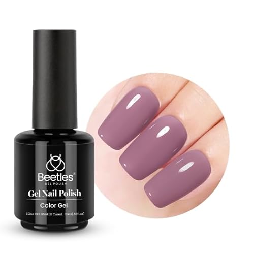 Beetles Nude Gel Nagellack- 1Pcs 0.5 Unzen 15 ml Grau Lila Rauchiges Lila Gel Polish zum Einweichen UV LED Nagellampe Maniküre Heimwerken Solides Gellack Nageldesign DIY Geschenke für Frauen von beetles Gel Polish