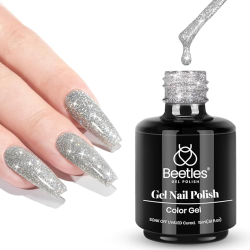 Beetles Reflective Gel Polish Color 15ml Silver Glitter Nail Nagellack Soak Off LED Nail Lamp Polish Art Manicure DIY Home Diamond 15ml von beetles Gel Polish