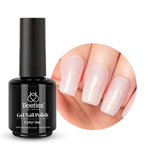 Beetles UV Gel Nagellack DIY - 15 ml Nude Pink Gel Polish Translucent Ablösbarer Gellack Maniküre Nageldesign Geschenk für Frauen Anfänger Nail Art von beetles Gel Polish