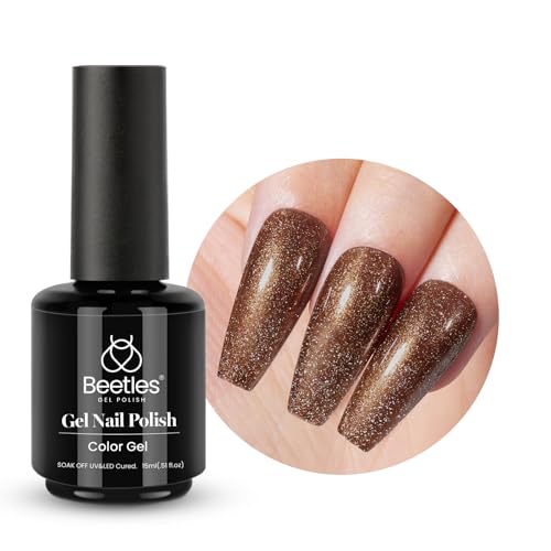 Beetles UV Gel Nagellack Glitzer Brauner Blitz, 15 ml Glitzerfarbe Mokka glitzert Gel Nagellack, Geschenk für Nagelkunst DIY- Heimmaniküre Geschenk für Frauen von beetles Gel Polish