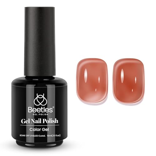 Beetles UV Gel Nagellack Rose - 1 Stück 15 ml Gelee Jelly Rose Rote Bohnenfarbe Gel Polish Nail Lamp Nail Warm Bequem Transparent gellack Nagelkunst Maniküre Geschenk für anfänger Nail Art von beetles Gel Polish