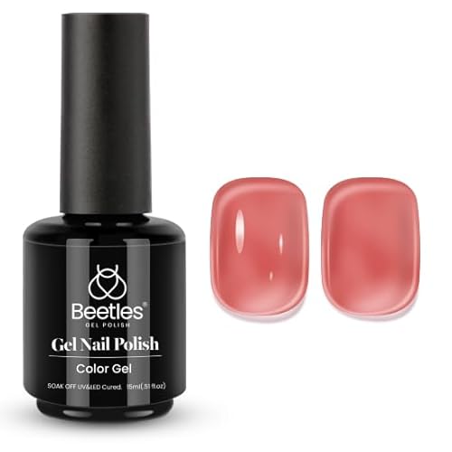 Beetles UV Gel Nagellack Rot Jelly - 15ml Pfirsichfarbe Neutral Errötende Wangen Durchscheinend Jelly Ganze Saison Nagelgel für Frauen Mädchen nfänger Maniküre DIY von beetles Gel Polish