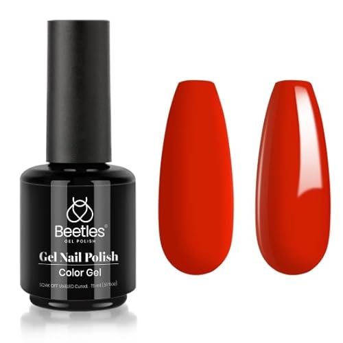Beetles UV Gel Nagellack - 15 ml Echtes Rot Gel Nail Polish Neujahr rot Gellack Nagelgel für Anfänger Nagelgel Nagelkunst DIY Halloween von beetles Gel Polish