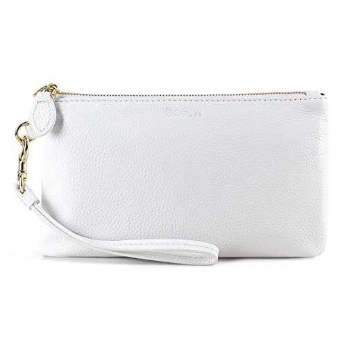 Befen Frauen, die Sich echt Leder minimalistische Geldbörse Handtasche Clutch Handschlaufe (Weiß) von befen