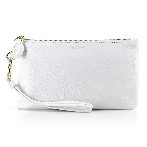 Befen Frauen, die Sich echt Leder minimalistische Geldbörse Handtasche Clutch Handschlaufe (Weiß) von befen
