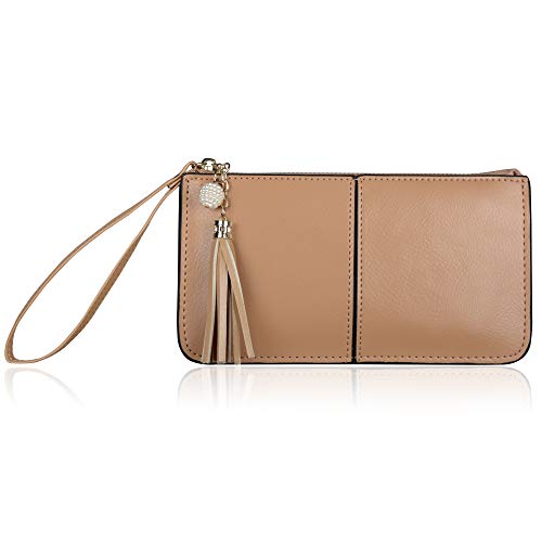 Befen Weiche Leder Armband Phone Wristlet Brieftasche Clutch mit Handschlaufe / Card Slots / Cash Tasche-Fit iPhone 6S Plus / Samsung Note 5-Camel von befen