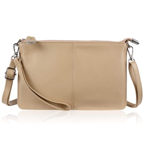 befen Umhängetasche aus 100% echtem Leder, klein Damen-Umhängetasche aus echtem Leder mit Schulter- und Handgelenkschlaufe, Damen-Umhängetasche und Handgelenktasche, Clutch, S, Umhängetaschen von befen