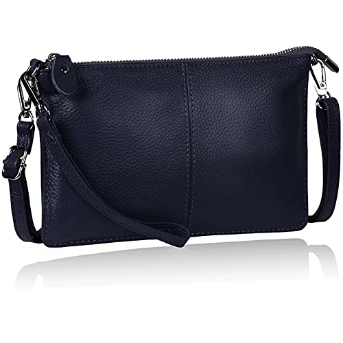 befen Damen Umhängetasche,Echt Leder Handtasche Damen Klein mit Reißverschluss und Schultergurt Damen Portemonnaie für Weihnachten,Handtasche Damen Klein mit Handgelenkschlaufe,Königsblau von befen