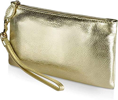 befen 100% echtes Leder Clutch Bags für Damen,【Klein】 Echtleder Damen Wristlet Portemonnaie mit abnehmbarer Handschlaufe & Reißverschluss für Abend, Urlaub, Fit Phone 8 Plus oder Phone Less 6,5 Zoll von befen