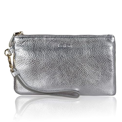 befen 100% echtes Leder Clutch Bags für Damen,【Klein】 Lederarmband mit abnehmbarer Handschlaufe und Reißverschluss von befen