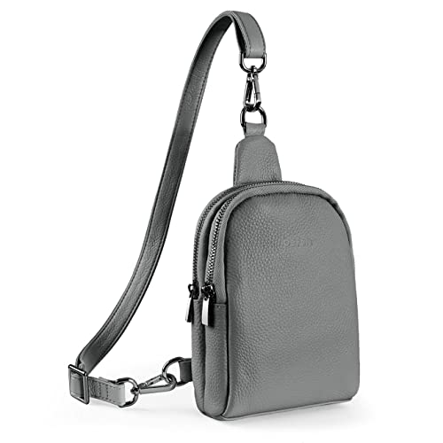 befen Bauchtasche, Crossbody-Tasche für Damen, kleine Umhängetasche, Handy-Geldbörse, echtes Leder, Brusttasche, passend für Damen, Teenager, Mädchen oder Studenten, dunkelgrau, S, Zeitgenössisch von befen