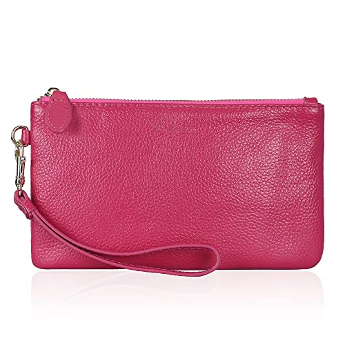 befen Clutch aus 100% echtem Leder für Damen, klein Echtleder Damen Handgelenktasche mit abnehmbarer Handschlaufe und Reißverschluss für Abend, Urlaub, S, Geldgürtel von befen